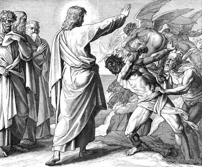 Ilustracje Biblijne NT1 - 191. Jezus wypedza demony. Mt 8,28-34.jpg