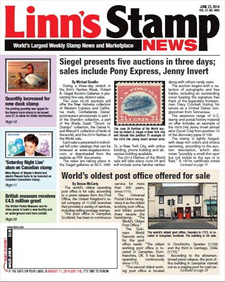 Poster - LINNS STAMP NEWS 2014.06.23 Vol.87 No. 4469 Worlds Largest Weekly Stamp News and Marketplace 2014, PDF.jpg